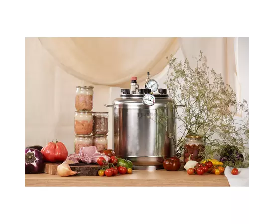 Автоклав Укрпромтех А16, на 16 банок, газовый, нержавейка, 20 л., для тушенки, крышка болты, фото , изображение 4