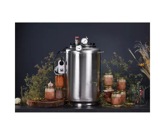 Автоклав Укрпромтех А24 electro, на 24 банки, электрический, нержавейка, 30 л., универсальный, для тушенки, крышка болты, фото , изображение 5
