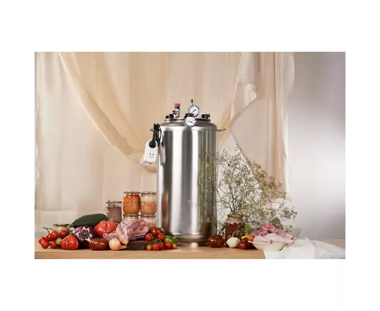 Автоклав Укрпромтех А32 electro на 32 банки електричний нержавійка кришка болти, фото , зображення 4