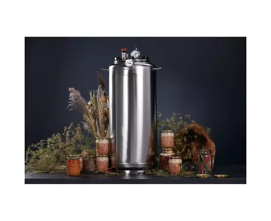 Автоклав Укрпромтех А40, на 40 банок, газовий, нержавійка, 50 л., для тушонки, кришка болти, фото , зображення 5