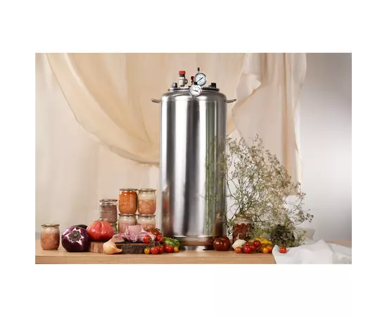 Автоклав Укрпромтех А40, на 40 банок, газовий, нержавійка, 50 л., для тушонки, кришка болти, фото , зображення 4