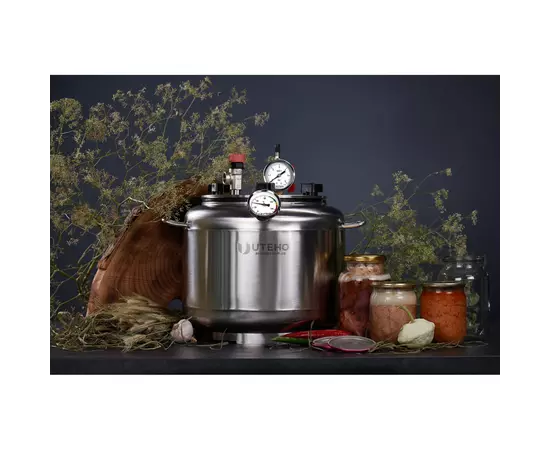 Автоклав Укрпромтех А8, на 8 банок, газовий, нержавійка, 15 л., для тушонки, кришка болти, фото , зображення 5