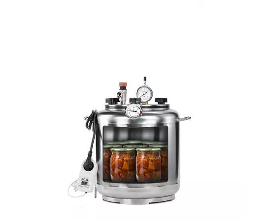 Автоклав Укрпромтех А8 electro, на 8 банок, электрический, нержавейка, 15 л., универсальный, для тушенки, крышка болты, фото , изображение 2