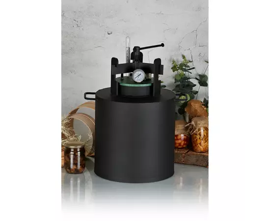 Автоклав Укрпромтех ЧЕ-16, на 16 банок, газовый, углеродная сталь, 20 л., для тушенки, крышка винт, фото , изображение 2