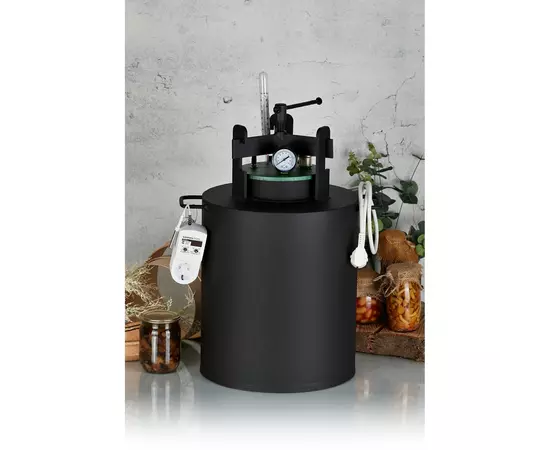 Автоклав Укрпромтех ЧЕ-16 electro, на 16 банок, электрический, углеродная сталь, 25 л., универсальный, для тушенки, крышка винт, фото , изображение 2