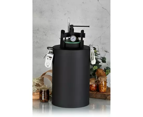 Автоклав Укрпромтех ЧЕ-24 electro, на 24 банки, электрический, углеродная сталь, 30 л., универсальный, для тушенки, крышка винт, фото , изображение 3