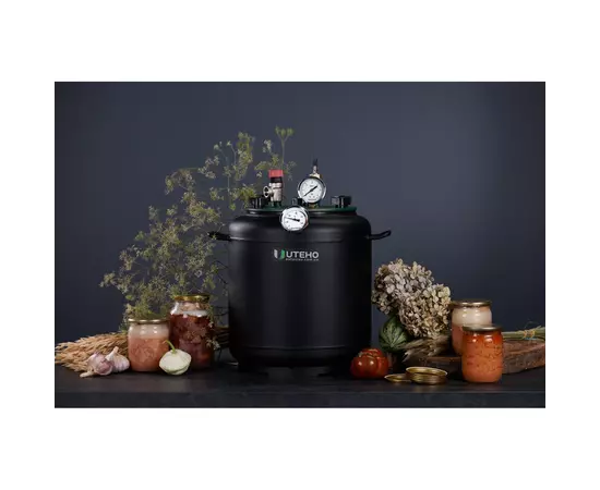 Автоклав Укрпромтех УТех16, на 16 банок, газовый, углеродная сталь, 20 л., для тушенки, крышка болты, фото , изображение 3