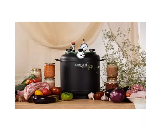 Автоклав Укрпромтех УТех16, на 16 банок, газовый, углеродная сталь, 20 л., для тушенки, крышка болты, фото , изображение 4