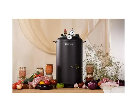 Автоклав Укрпромтех УТех32, на 32 банки, газовий, вуглецева сталь, 40 л., для тушонки, кришка болти, фото , зображення 4