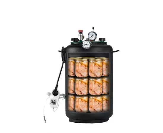 Автоклав Укрпромтех УТех24 electro, на 24 банки, електричний, вуглецева сталь, 35 л., універсальний, для тушонки, кришка болти, фото , зображення 2