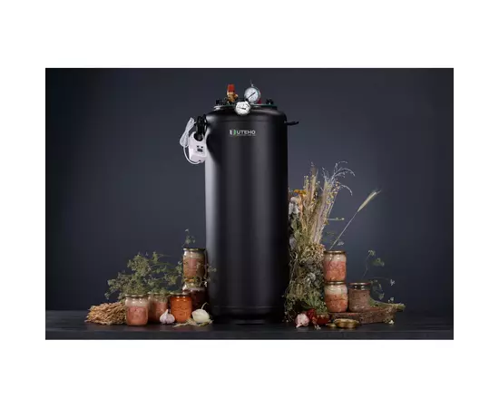 Автоклав Укрпромтех УТех40 electro, на 40 банок, электрический, углеродная сталь, 60 л., универсальный, для тушенки, крышка болты, фото , изображение 5