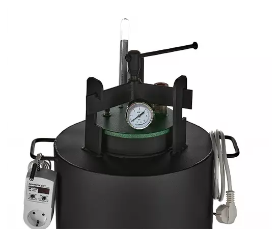 Автоклав Укрпромтех ЧЕ-8 electro, на 8 банок, электрический, углеродная сталь, 15 л., универсальный, для тушенки, крышка винт, фото , изображение 3