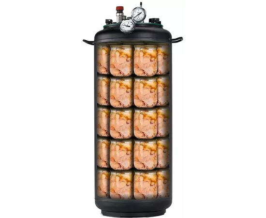 Автоклав Укрпромтех УТех40, на 40 банок, газовий, вуглецева сталь, 50 л., для тушкування, кришка болти, фото , зображення 2